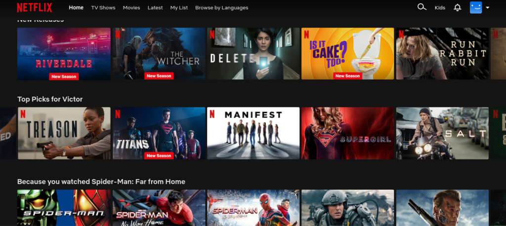 Nextflix top picks for you